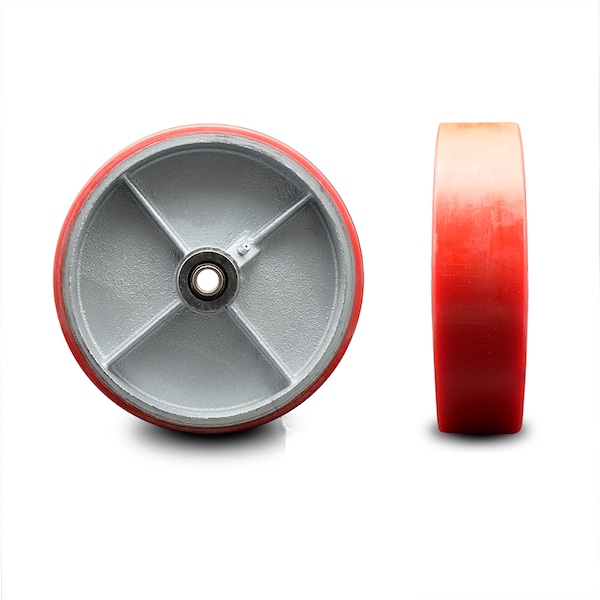 SCC-8" Red Poly on Cast Iron Wheel Only w/Roller Bearing-1/2" Bore-1400 lb Cpty